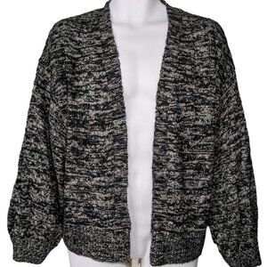 Kendall & Kylie Womens Oversized Gray Black Cardigan Balloon Sleeve One Size NEW